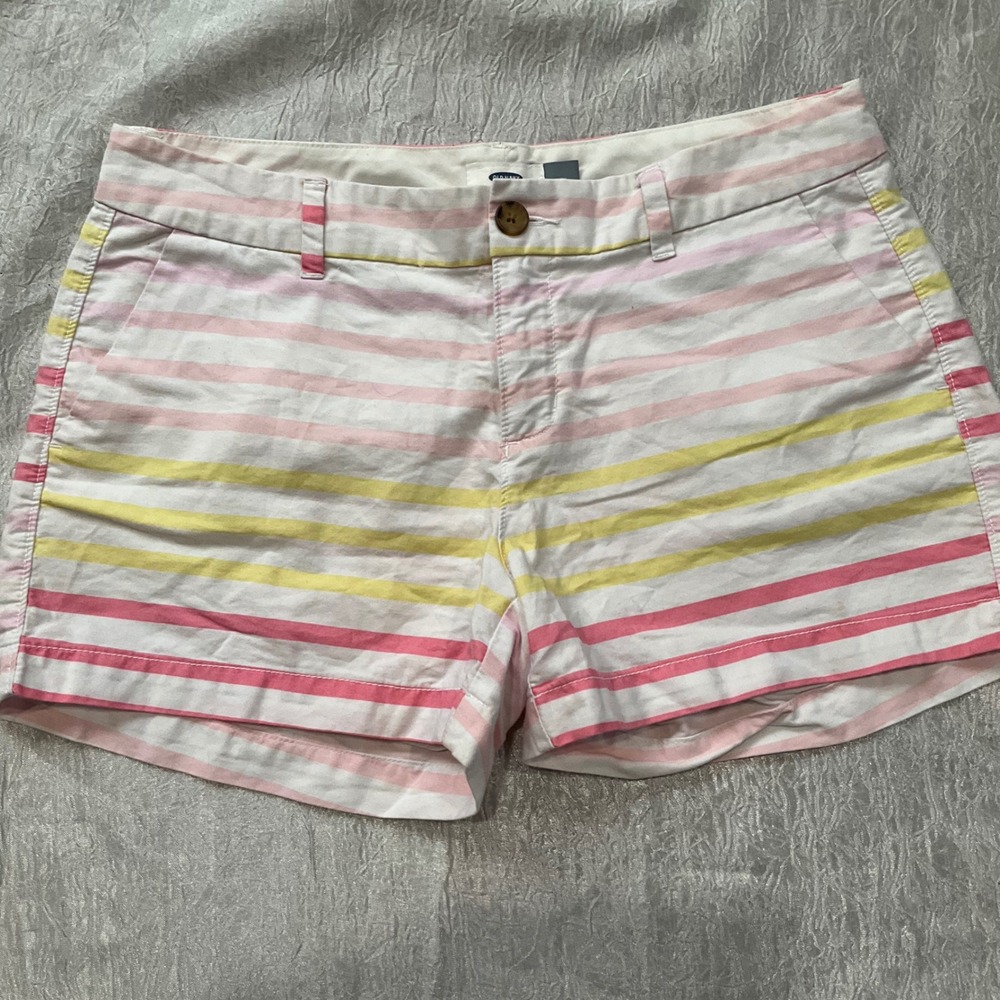 Old Navy Womens 6 Pastel Striped Chino Shorts Cotton Summer Beach Preppy Casual - Picture 3 of 8